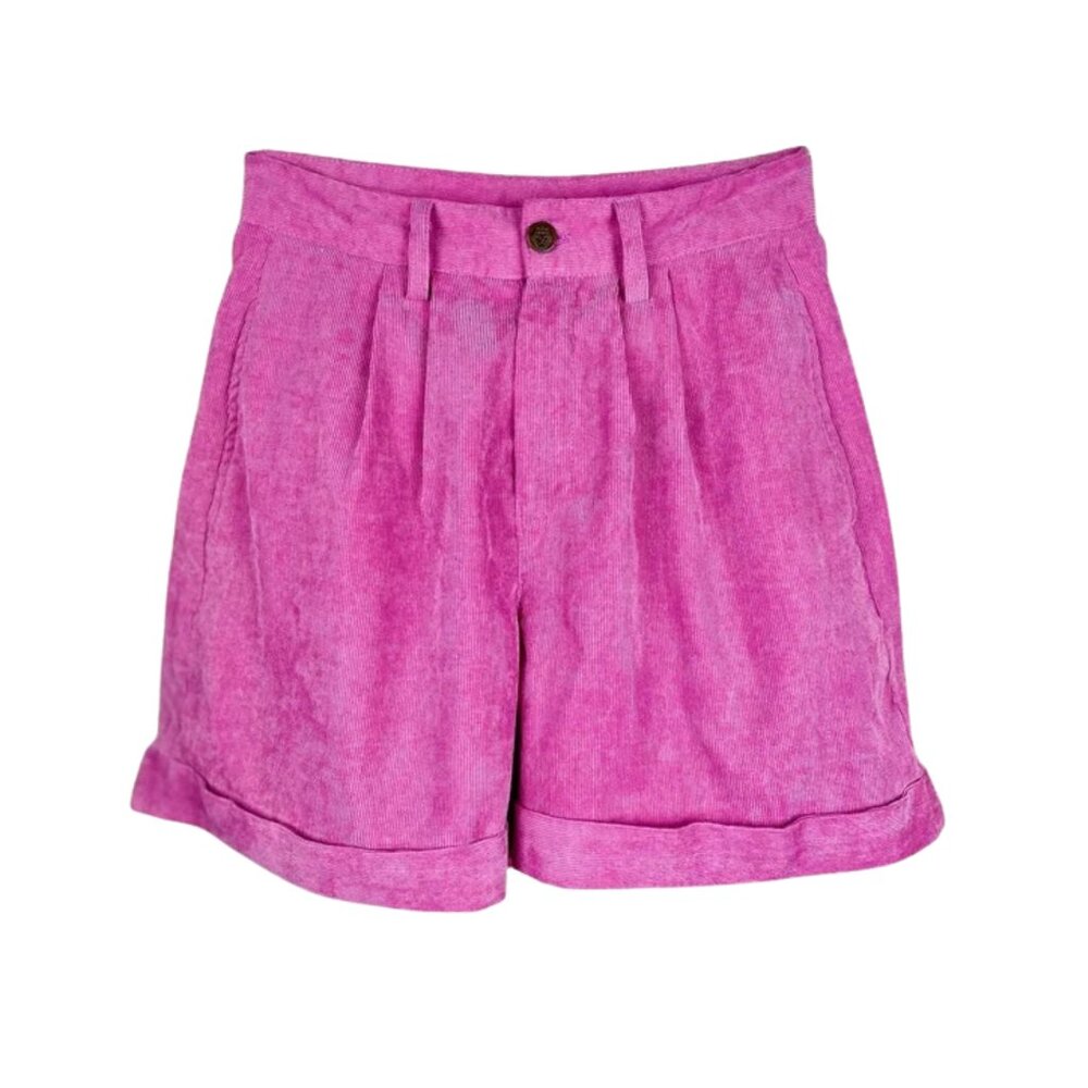 Vintage Pink Corduroy High-Waisted Shorts | Size S | 100% Cotton